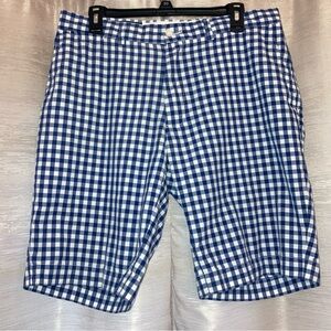 Polo Ralph Lauren Men's Blue and White Gingham Flat Front Shorts 35” x 11”